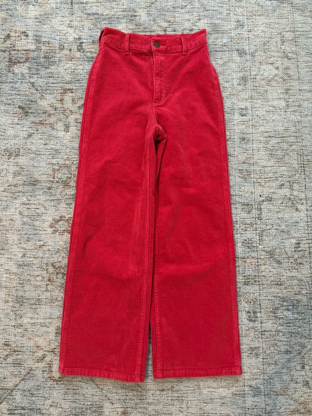 Wrangler x Billabong Red High-Waist Cropped Corduroy Pants